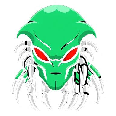 Predator alien with mandibles and dreadlocks sticker