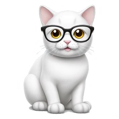 White cat with glasses sticker