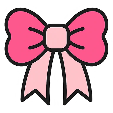 cute bow, pink and baby pink, color outline icon style sticker