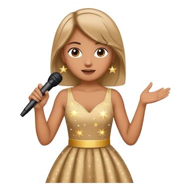 dọa cat is singing, 2 hands holding mirco and twinkle dresss sticker