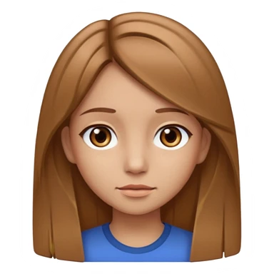 Fille châtain raie au milieu cheveux long et yeux marron et peau beige cheveux lisse pas de4iere les oreilles  sticker