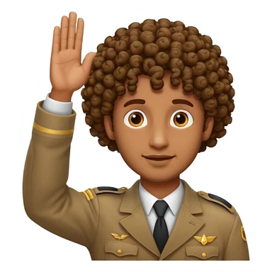 Curly head brown guy Salute  sticker