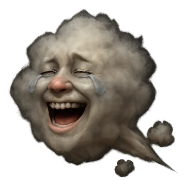 Make this stylized fart puff look more realistic with natural gas texture, subtle color gradients, and a believable laughing face. Keep no background. sticker