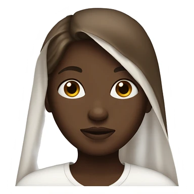 Girl with brown hair and dark skin, covered with a sheet sticker