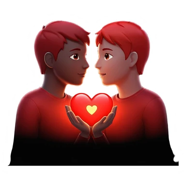 silhouette speaking to another with a heart between them sticker