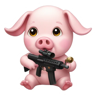 Baby pig sniper shoots heart fire sticker