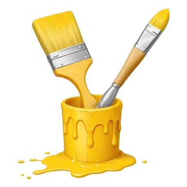 yellow brush with yellow painting sticker