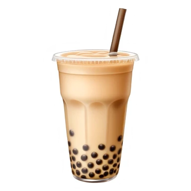 Bubble tea with tapioca pearls and milk tea, with straw sticker