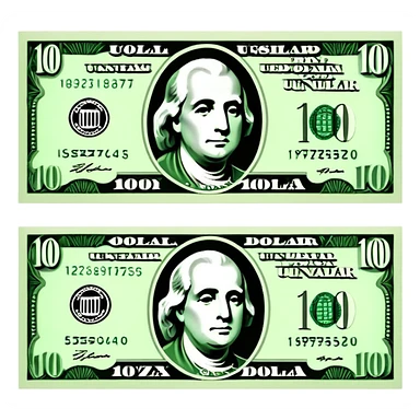 3D realistic US 100 dollar bill sticker, slight perspective, centered, clean cutout, transparent background, no text, no watermark sticker