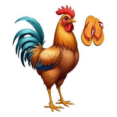 a rooster wearing flip-flops sticker