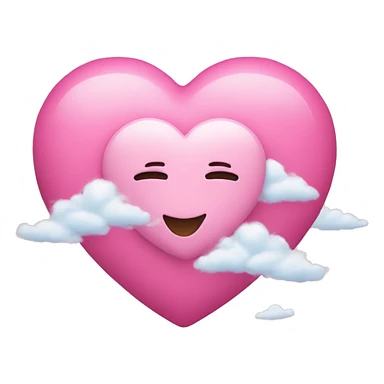 Pink heart face with clouds sticker