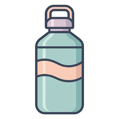 water bottle, icon-color-outlined style, Chinese Eastern style, thin clean contours, soft rounded shapes, pastel palette #98B5BC, #B5B3C1, #C9A3C9, #E4C0CA, #F7DCD1, #F7C0AA, detailed shadows and highlights, soft lighting, transparent background, no decoration sticker