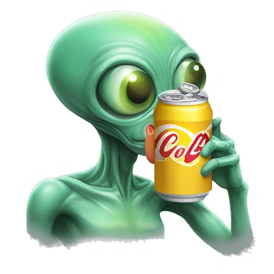 An alien sipping a can of soda  sticker
