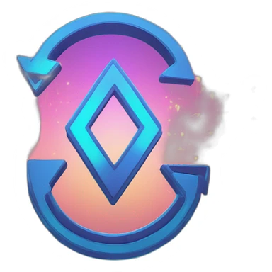 Design a dynamic repeat symbol with glowing arrows in a loop, set against an abstract, technological background. sticker