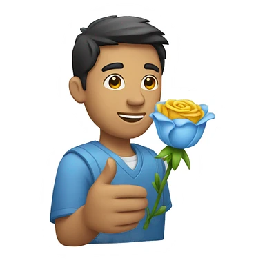 Un hombre con una flor en la mano sticker