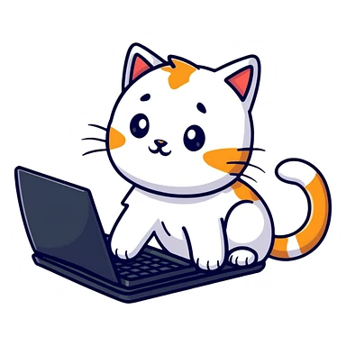 playful cat laying on computer keyboard sticker