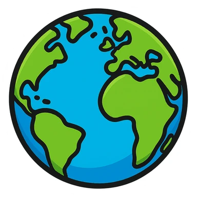 cartoonish planet earth sphere with bright colors, no background sticker