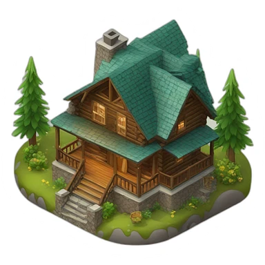3d-isometric-Mountain-Cabin-mansion sticker