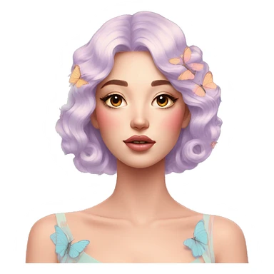 Gorgeous pastel lady with butterflies aesthetic trending style sticker