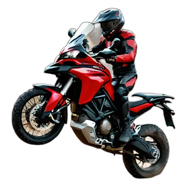 Moto Ducati multistrada enduro off road roja y negra llena de barro sticker