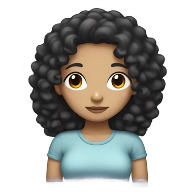 Sleepy girl with black curly hair sticker