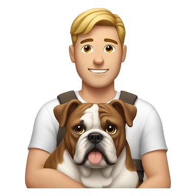 guy with english brown bulldog  sticker