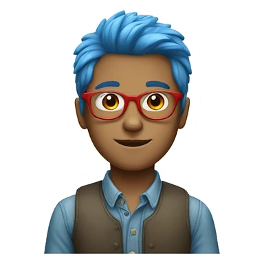 Boy with blue hair and red glasses  sticker