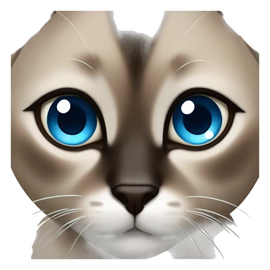 dark brown hair colored siamese cat with blue eyeball and black pupil sticker