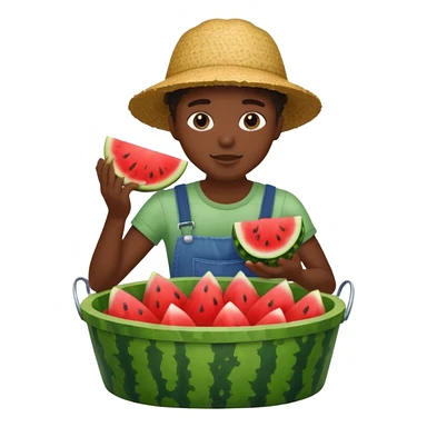 Black person sitting in a bucket eating watermelon sticker