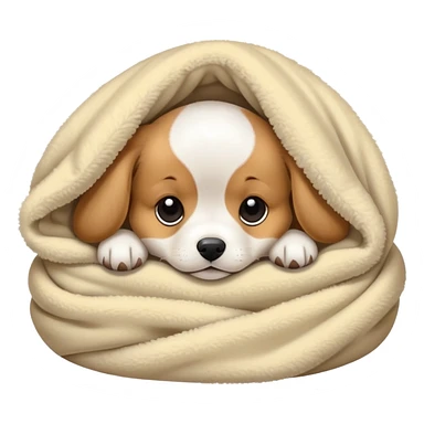 cute puppy curled up in a blanket, cozy and sleepy sticker