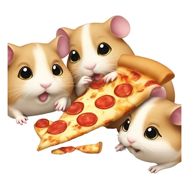 four hamsters eating pizza sticker