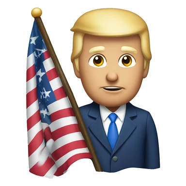 Trump holding an American flag with snow sticker