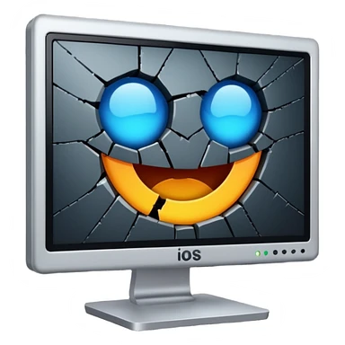 Broken computer monitor with no face  sticker