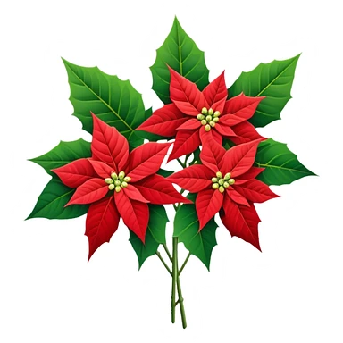 bouquet Poinsettia, stem, leaf sticker