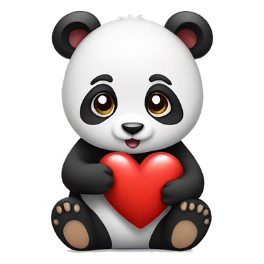 Panda holding a heart sticker