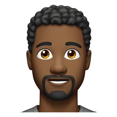 A head and shoulders shot of a 34 year old Black man, with short black hair, with goatee facial hair,   with brown eyes wearing a t-shirt. sticker