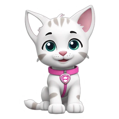 paw patrol white and pink cat sticker