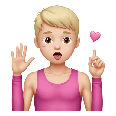 skinny boy in a pink crop top blowing a kiss sticker