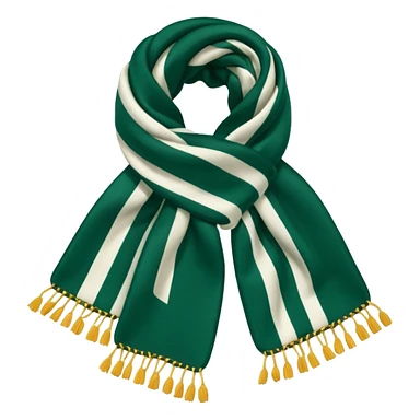 Realistic emerald-green and white vertically thick-striped winter scarf isolated. sticker