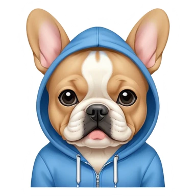 Tan French bulldog wearing a hoodie  sticker