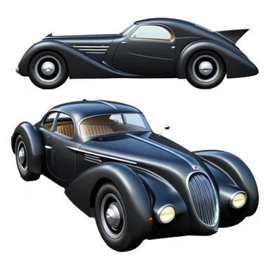  the animated series aerodynamic opulent dark knight futuristic concept Batmobile loosely based on 1936 cord 812 jaguar(flat long straight faceted mechanical body) finned stealthy street hot rod  sticker