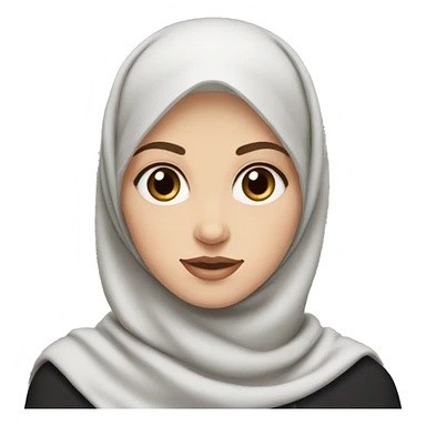 White girl with light brown eyes wearing a black hijab with silver earings sticker