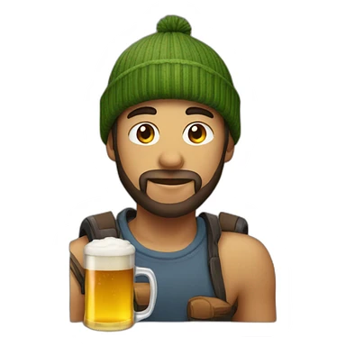 gamer with a beenie drinking beer sticker