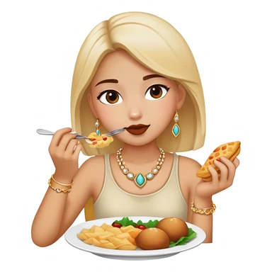 girl with food and jewelry sticker
