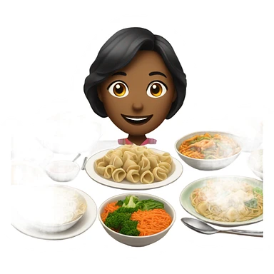Woman eating Chinese buffet  sticker