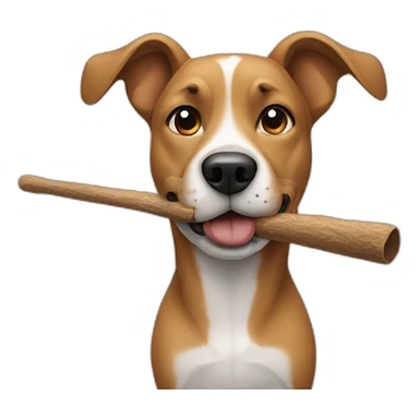 Dog with a stick in his mouth sticker