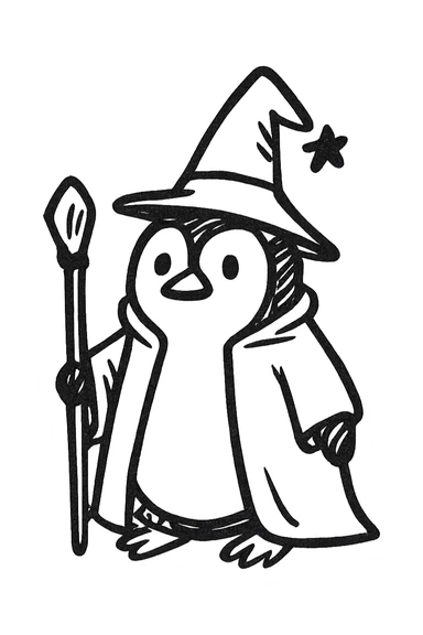 A penguin wizard sticker