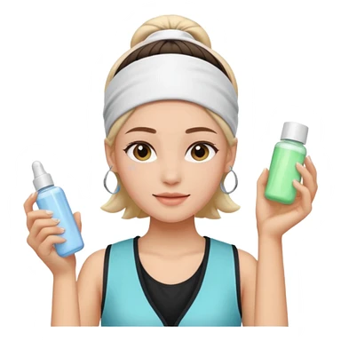Clean girl aesthetic emoticons, apply skincare products, headband, glowing skin, vest, soft lighting
 sticker
