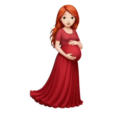 Make a girl with long red hair, pregnant with long skirt sticker