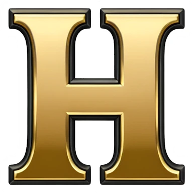 letter H in black and gold sticker